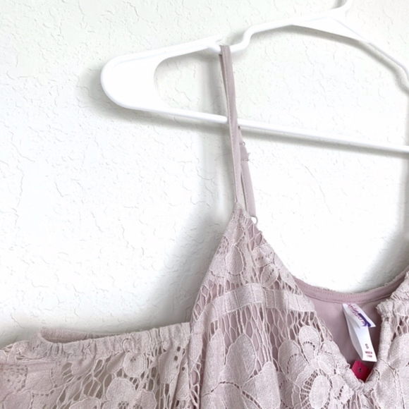 Xhilaration Blush Floral Lace Cold Shoulder Dress - Picture 4 of 8